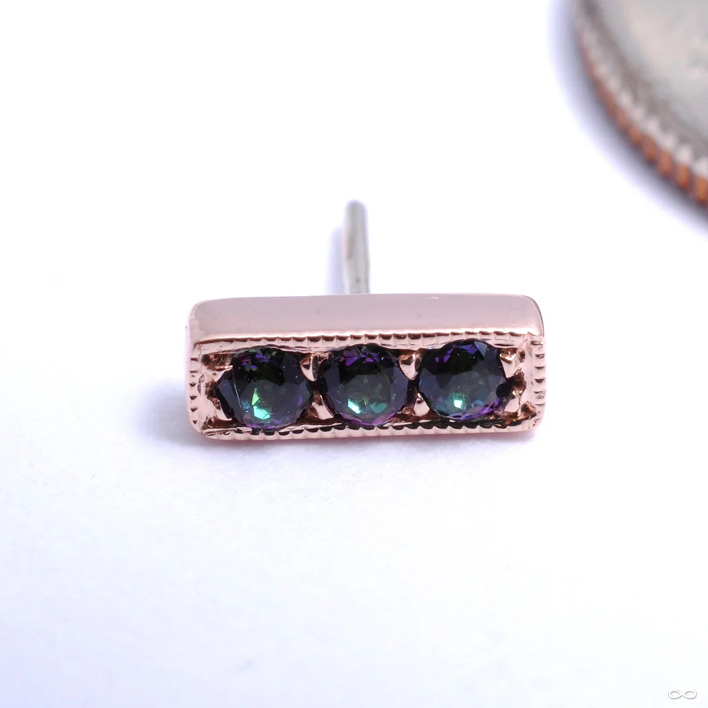 3 Gem Millgrain Strip Press-fit End in Gold from BVLA - Image 2