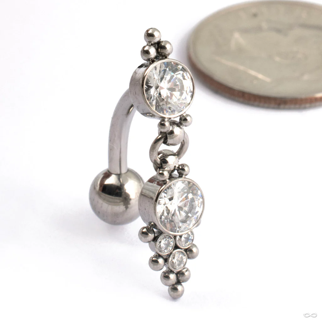 Aragon Threaded Dangle Navel Curve in Titanium from LeRoi - Image 2