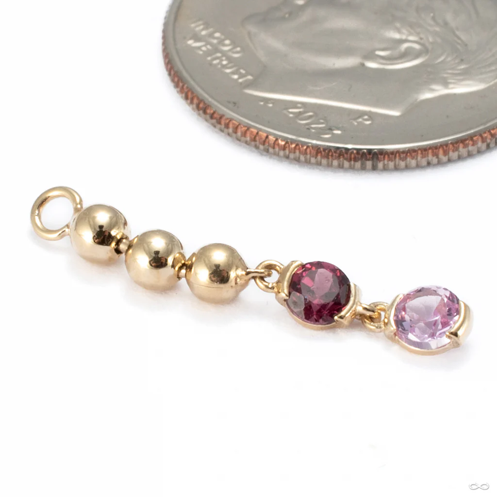 Beaded Two Faced Long Charm in Gold from Pupil Hall - Image 4