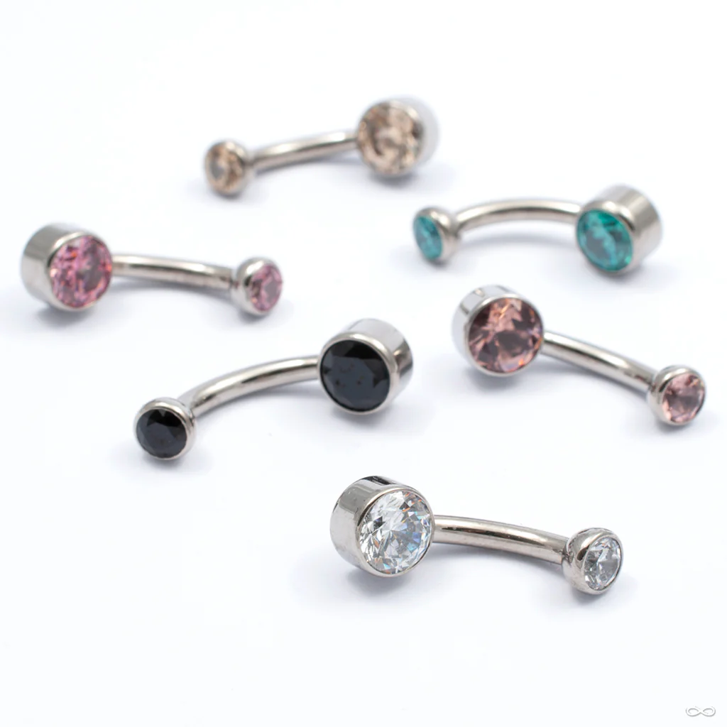 Bezel-set Gem Curved Barbell from Industrial Strength - Image 2