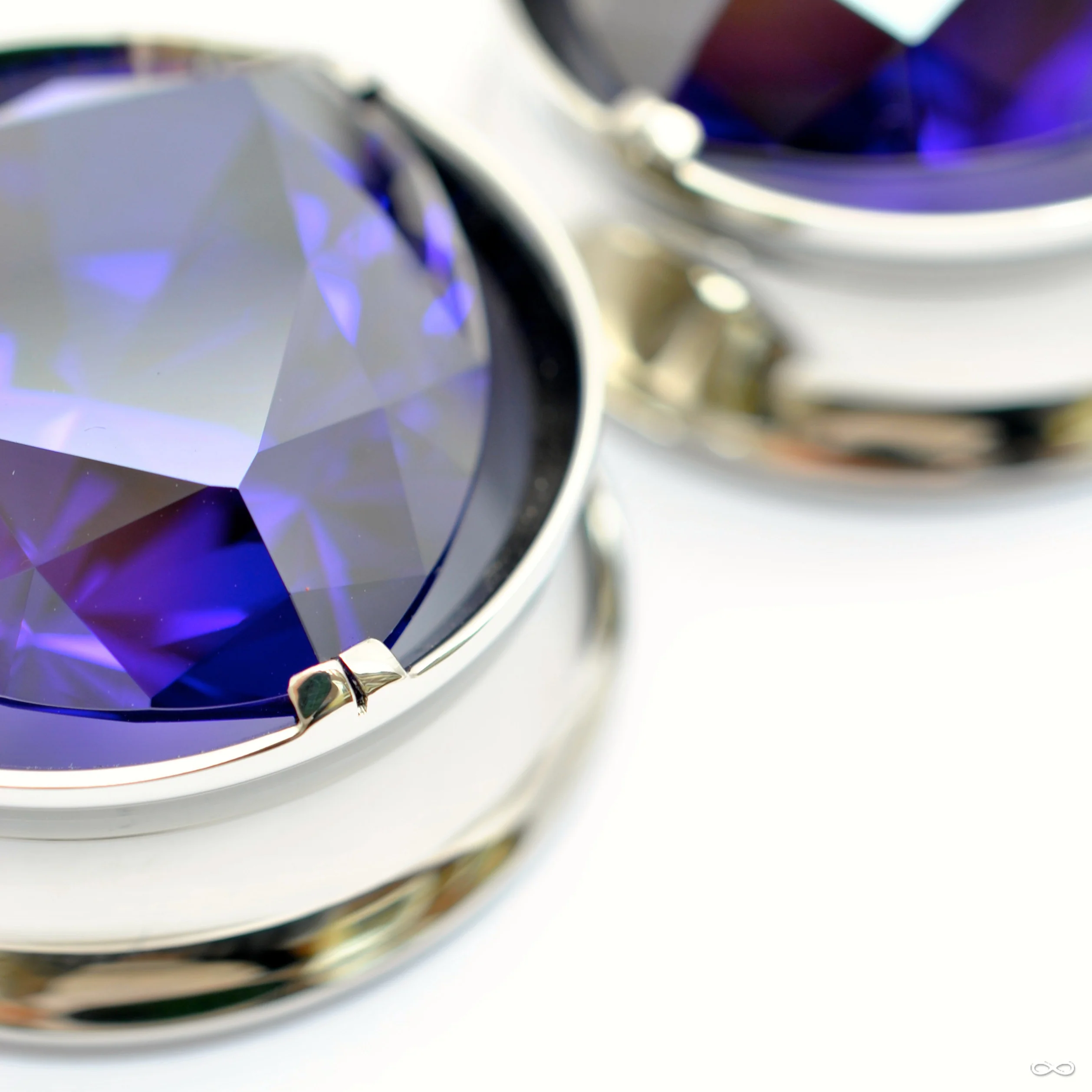 Blue Amethyst Trillion-cut CZ Bling Plugs in 1 ¼” from Reign - Image 2