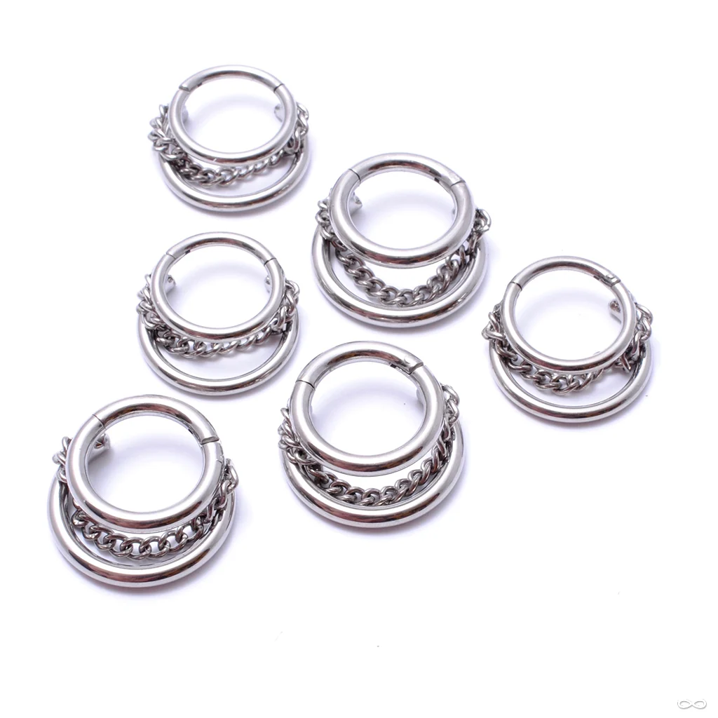 Chained Crescent Clicker in Titanium from Zadamer Jewelry