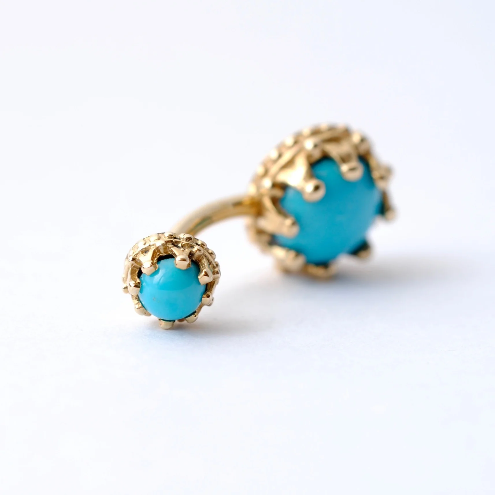 Crown Navel Curve in Gold with Turquoise from BVLA - Image 2