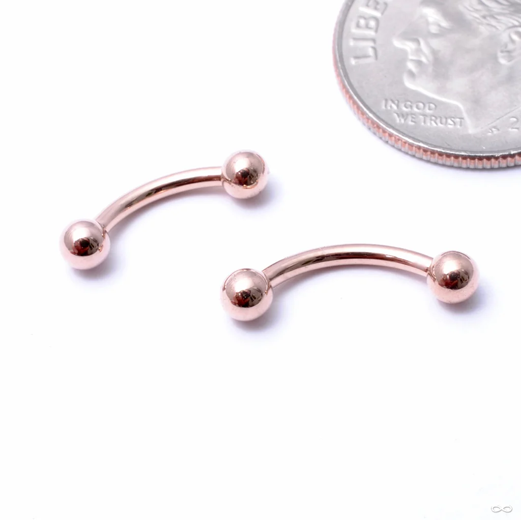 Curved Threaded Barbell with Balls in Gold from LeRoi - Image 2