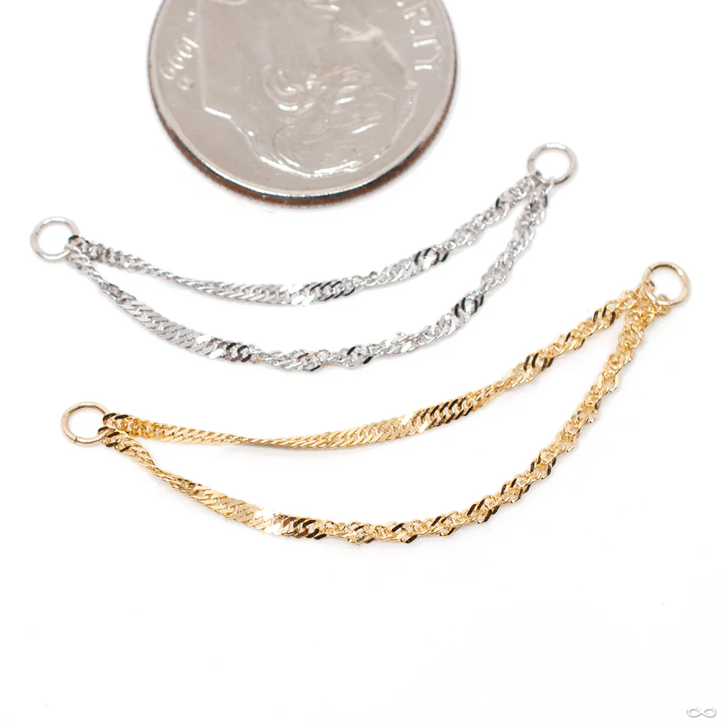 Double Diamond-cut Singapore Curb Chain in Gold from Hialeah