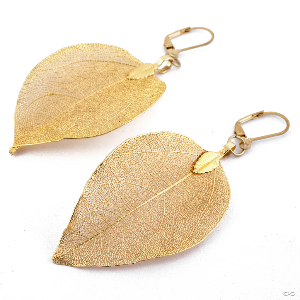Electroplated Leaf Earrings from Uzu Organics