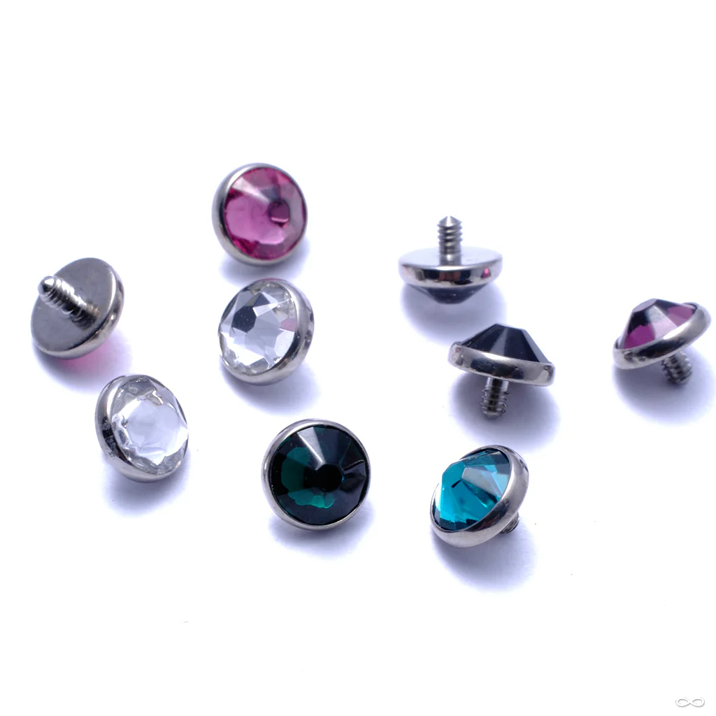 Flat Back Faceted Gem Threaded End in Titanium from Industrial Strength