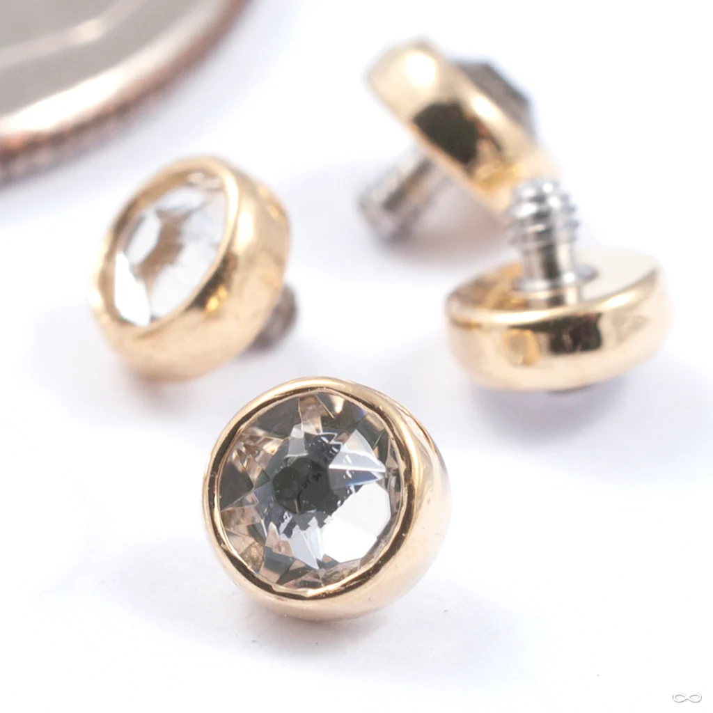 Flat Bottom Gem Threaded End in Gold from Anatometal