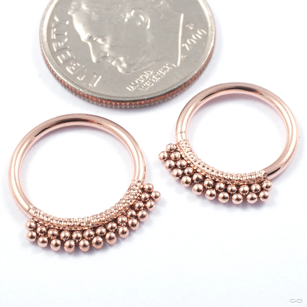 Hammered Beaded Seam Ring in Gold from Dusk Body Jewelry - Image 3