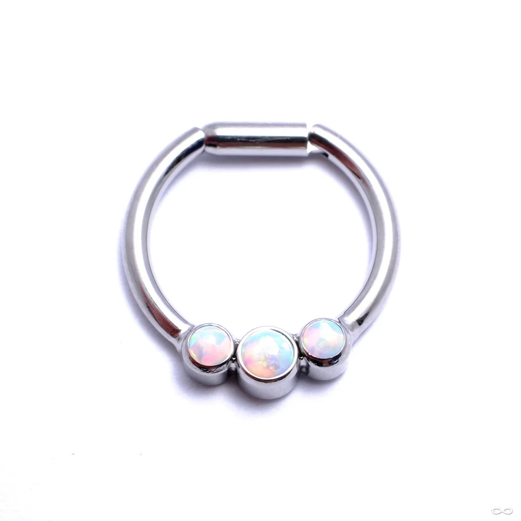 Hinged Ring with Three Bezel-set Gemstones in Titanium from Intrinsic - Image 3