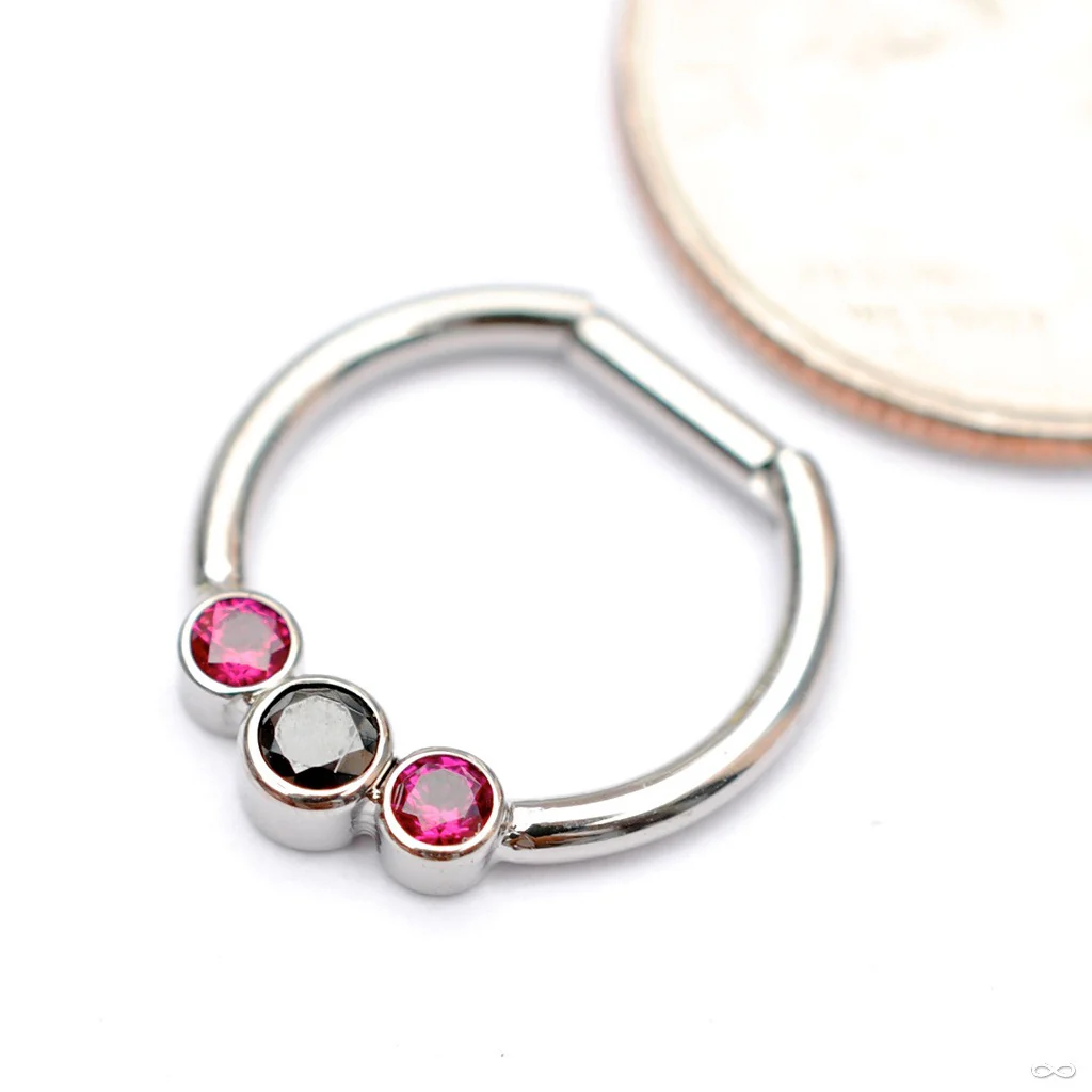 Hinged Ring with Three Bezel-set Gemstones in Titanium from Intrinsic - Image 6