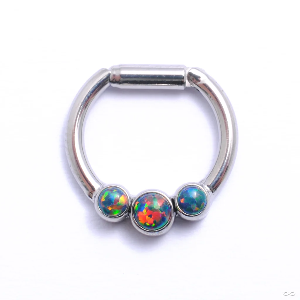 Hinged Ring with Three Bezel-set Gemstones in Titanium from Intrinsic - Image 7