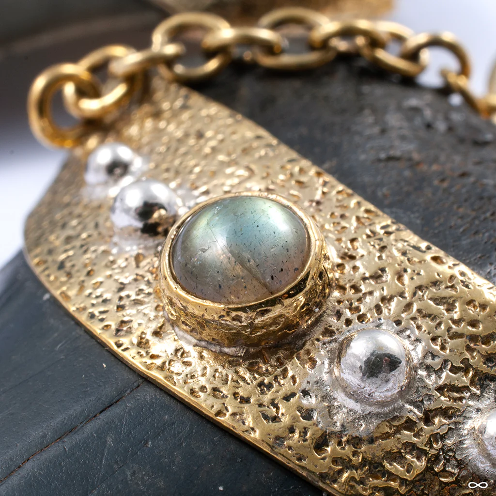 Megalodon Teeth with Labradorite and Brass Coils from Diablo Organics - Image 2