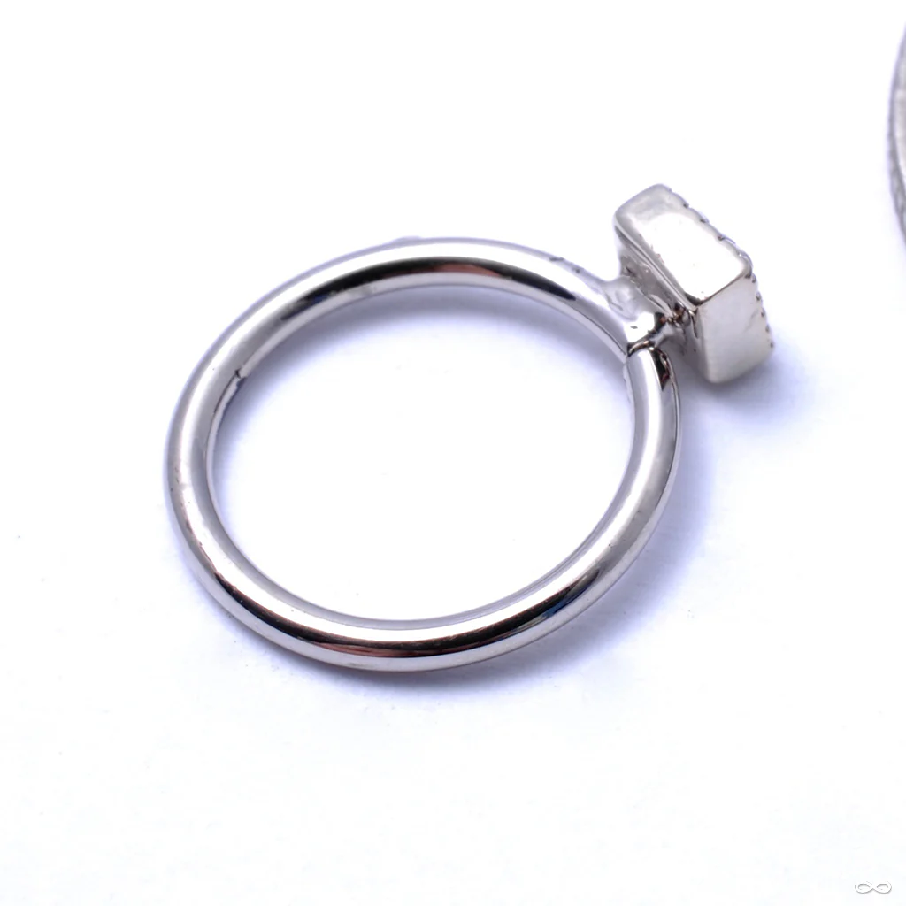 Millgrain Square Fixed Bead Ring in Gold from Scylla - Image 2