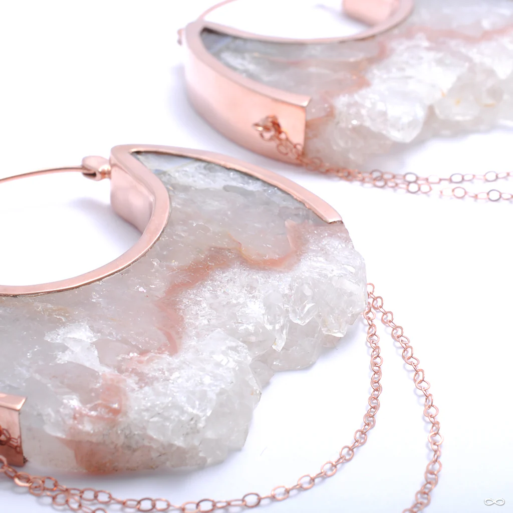 Moonstruck Earrings in Rose Gold with Fluorite from Buddha Jewelry - Image 2