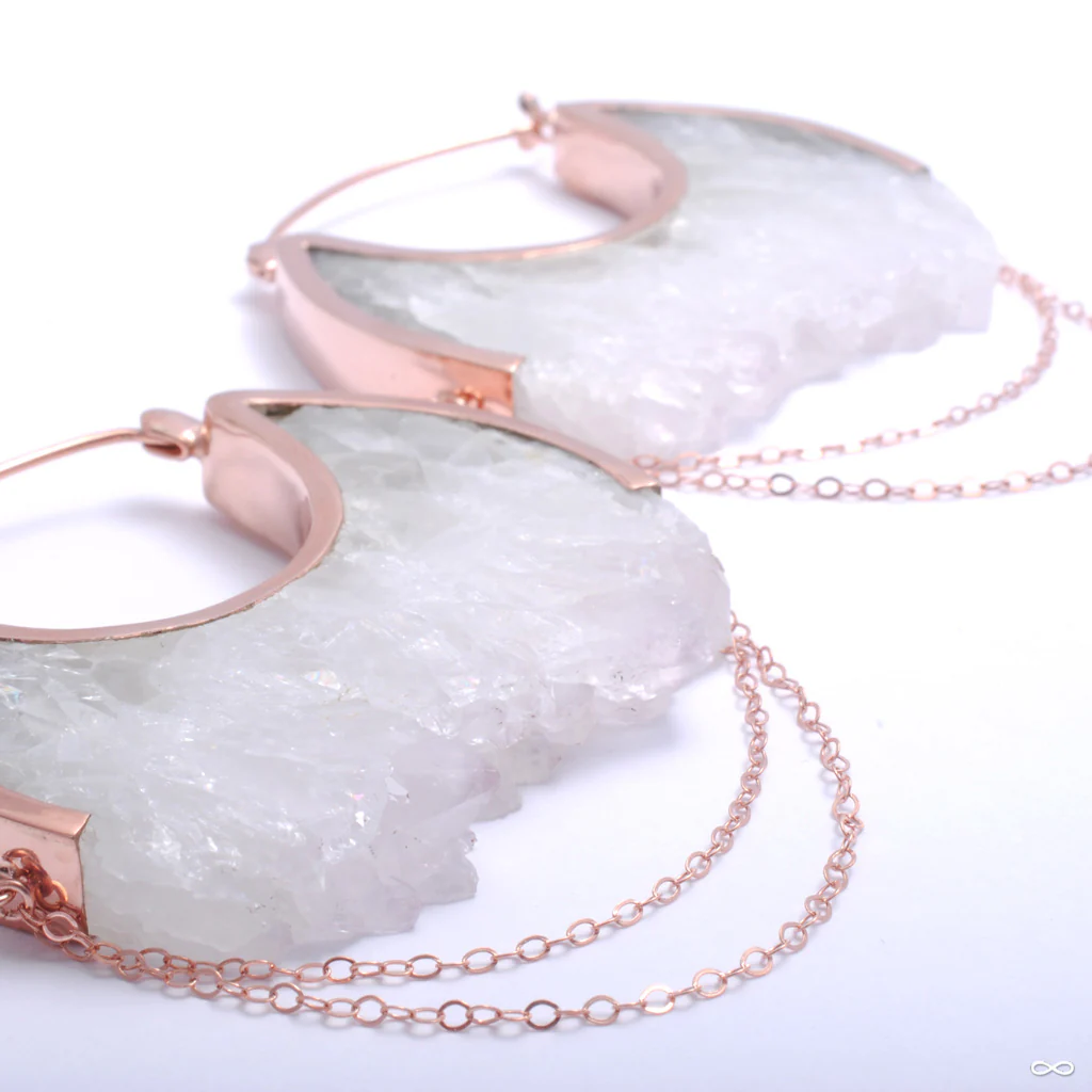 Moonstruck Earrings in Rose Gold with White Fluorite from Buddha Jewelry - Image 2