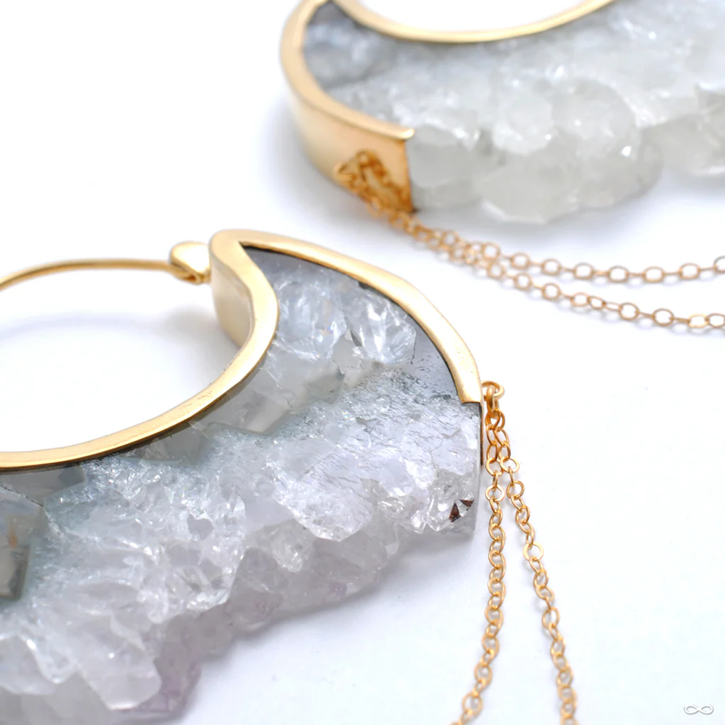 Moonstruck Earrings in Yellow Gold with Fluorite from Buddha Jewelry - Image 3