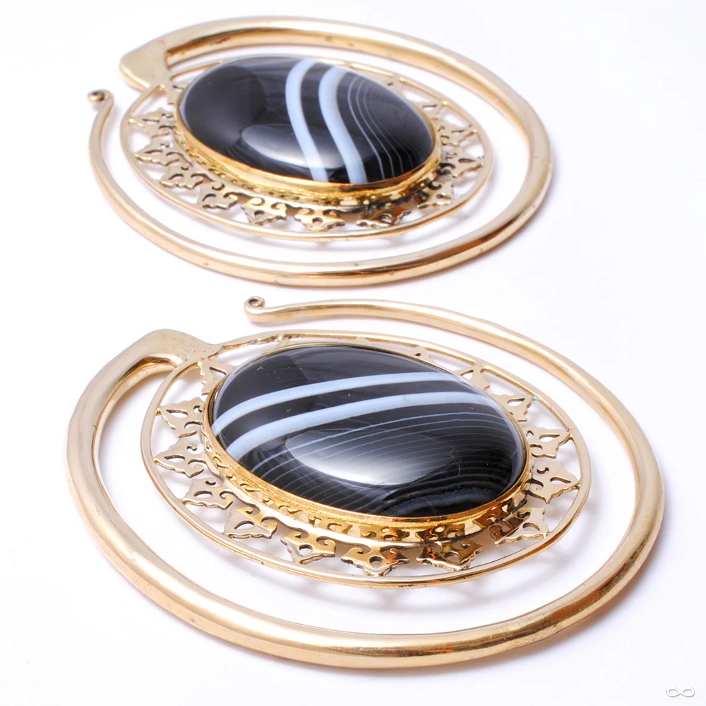 Oval Puj Ju Hoops with Banded Agate from Diablo Organics - Image 2
