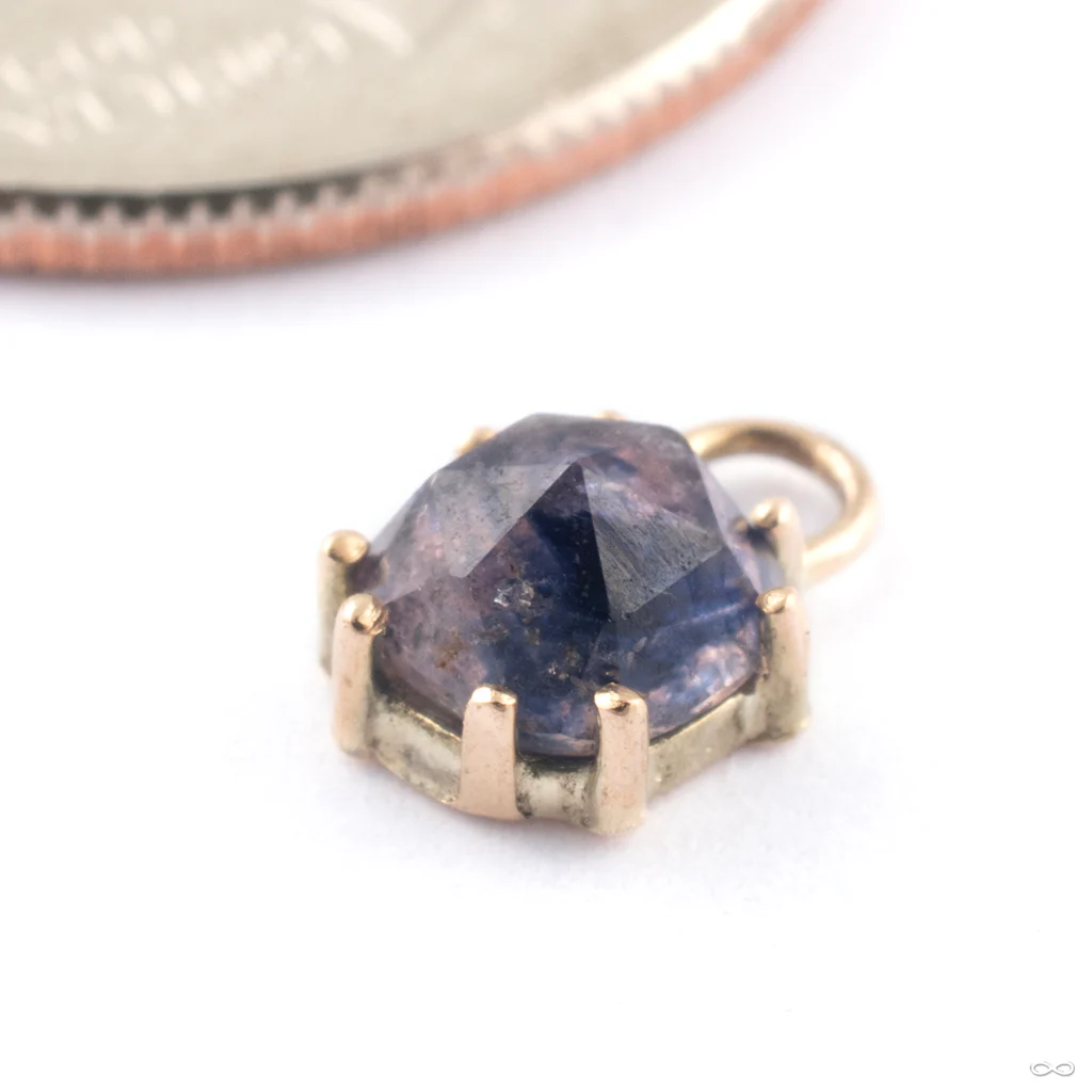Prong-set Gem Charm in Gold from Mettle and Silver