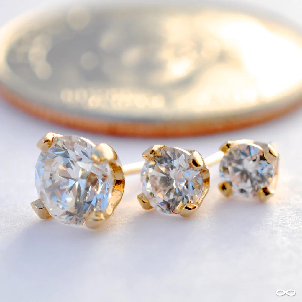 Prong-set Gemstone Press-fit End in Gold from NeoMetal