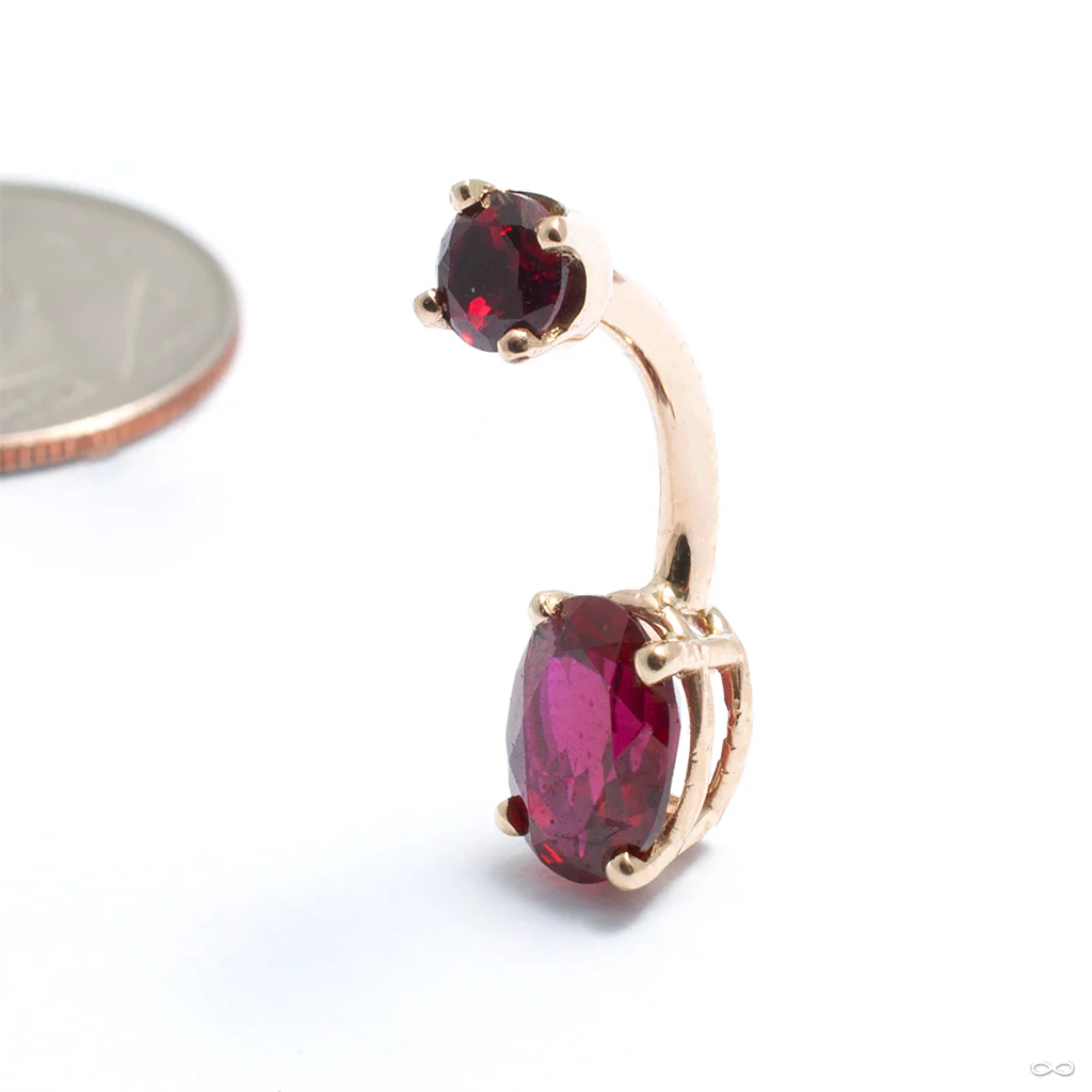 Prong-set Oval-cut Threaded Navel Curve in Gold from LeRoi - Image 2