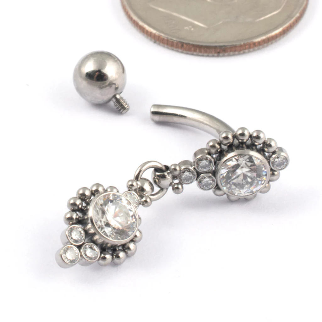 Rayan Threaded Dangle Navel Curve in Titanium from LeRoi - Image 3