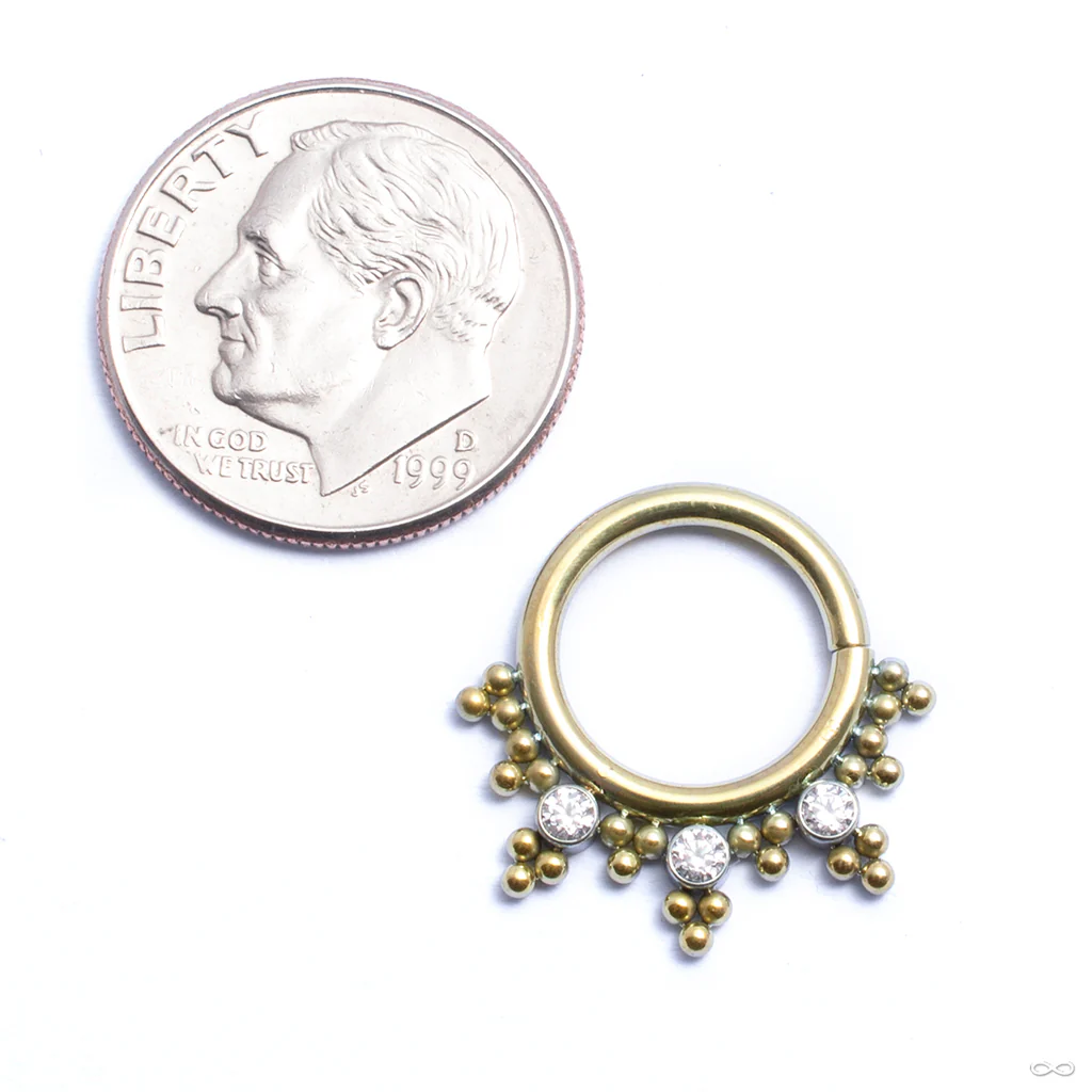 Seam Ring with Beaded Clusters and 3 Stones from LeRoi - Image 4