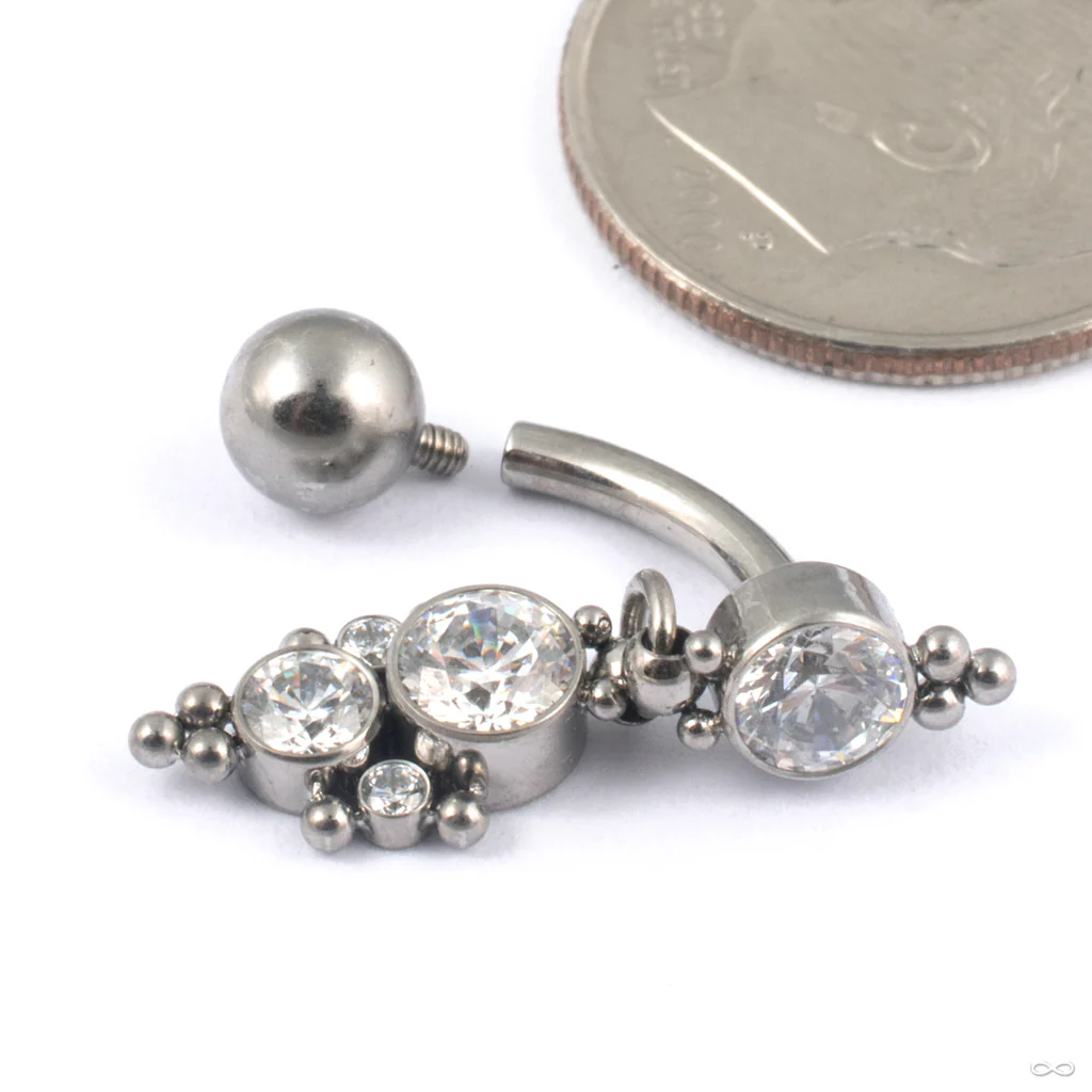 Skye Threaded Dangle Navel Curve in Titanium from LeRoi - Image 3