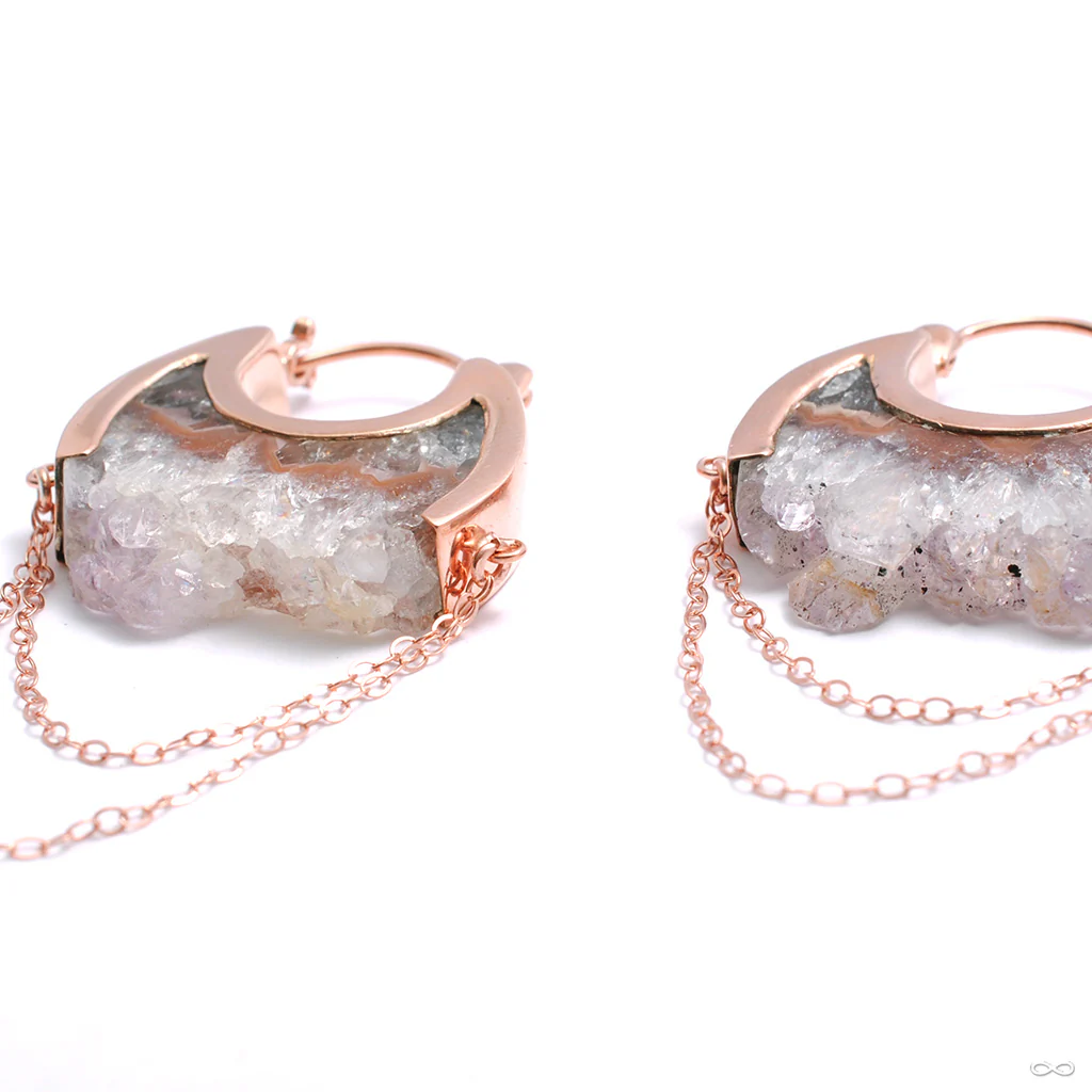 Small Moonstruck Earrings in Rose Gold with Agate Crystal from Buddha Jewelry - Image 2