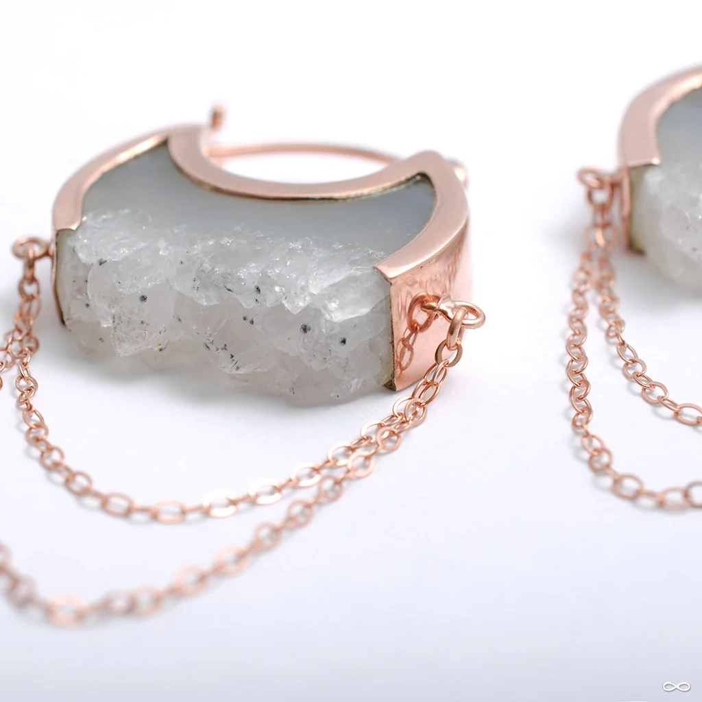 Small Moonstruck Earrings in Rose Gold with Gray Agate Crystal from Buddha Jewelry - Image 2