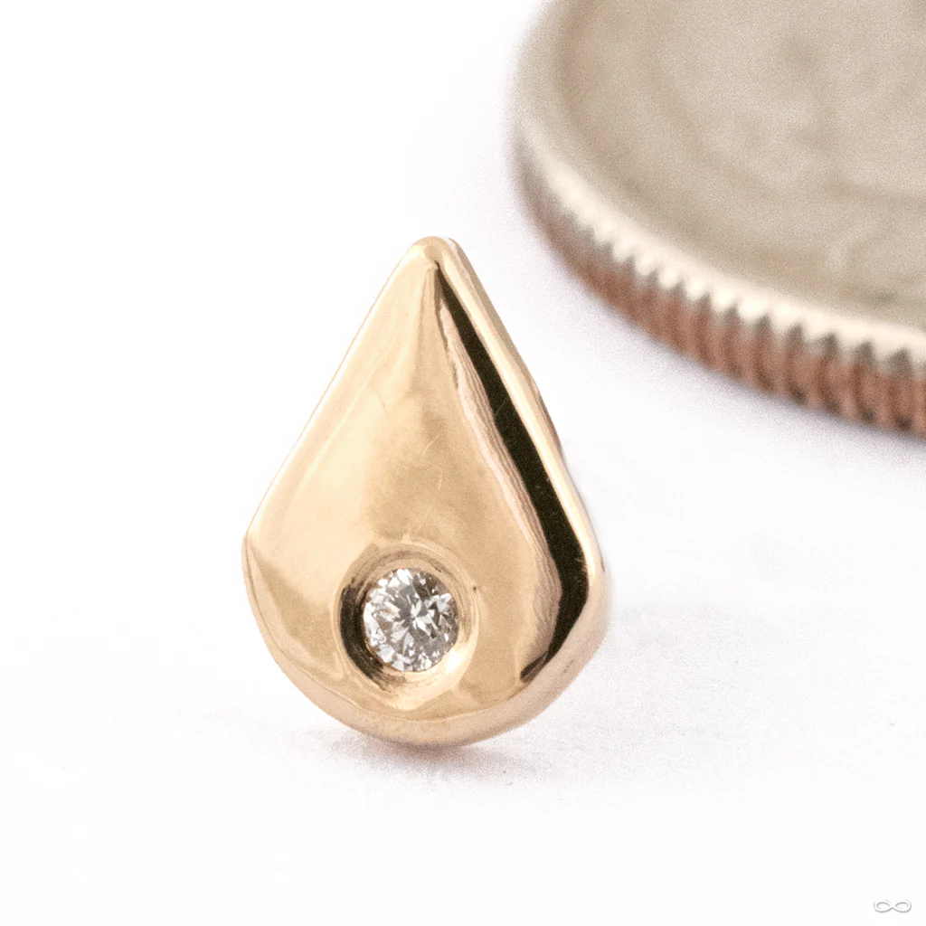 Teardrop Beacon Press-fit End in Gold from Dusk Body Jewelry