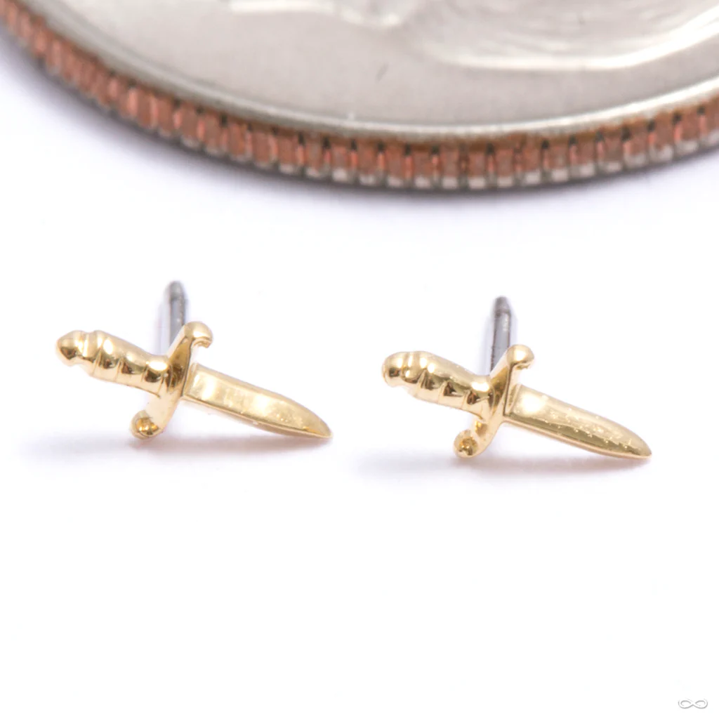 Tiny Dagger Press-fit End in Gold from Auris Jewellry
