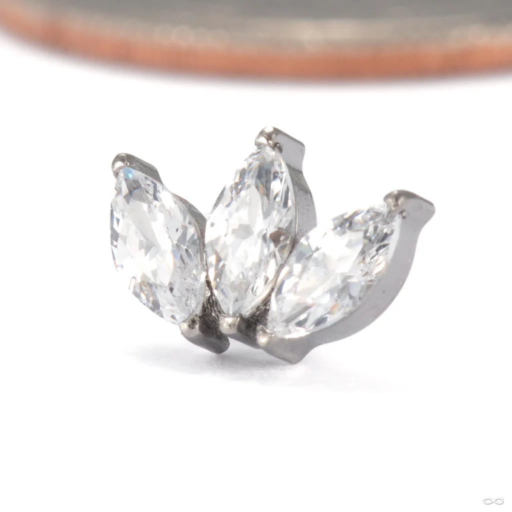 Triple Gemstone Marquise Press-fit End in Titanium from Diablo Organics - Image 3