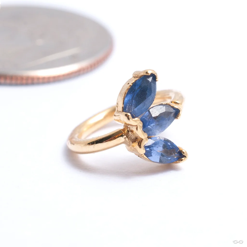 Triple Marquise Fixed Bead Ring in Gold from Quetzalli - Image 2