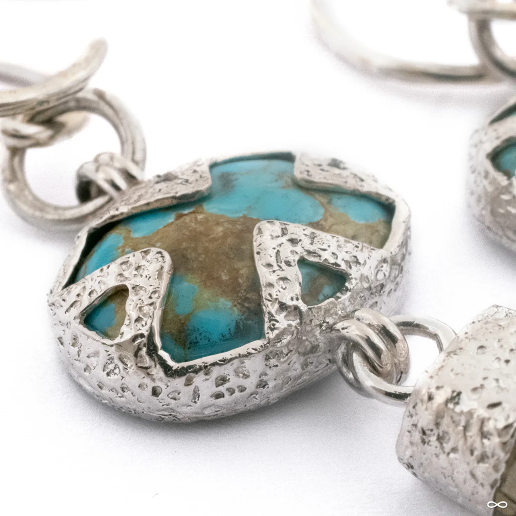 Turquoise and Quartz Dangles in Silver from Diablo Organics - Image 2